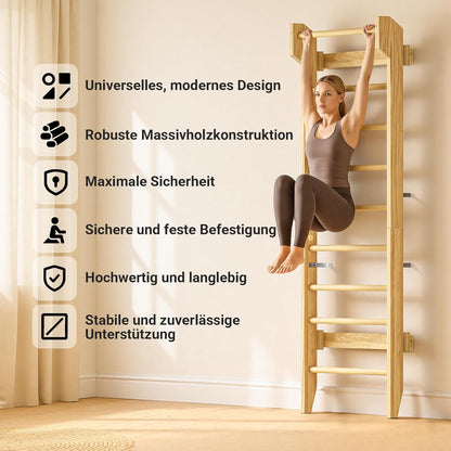 Wooden Swedish Ladder with Pull-Up Bar