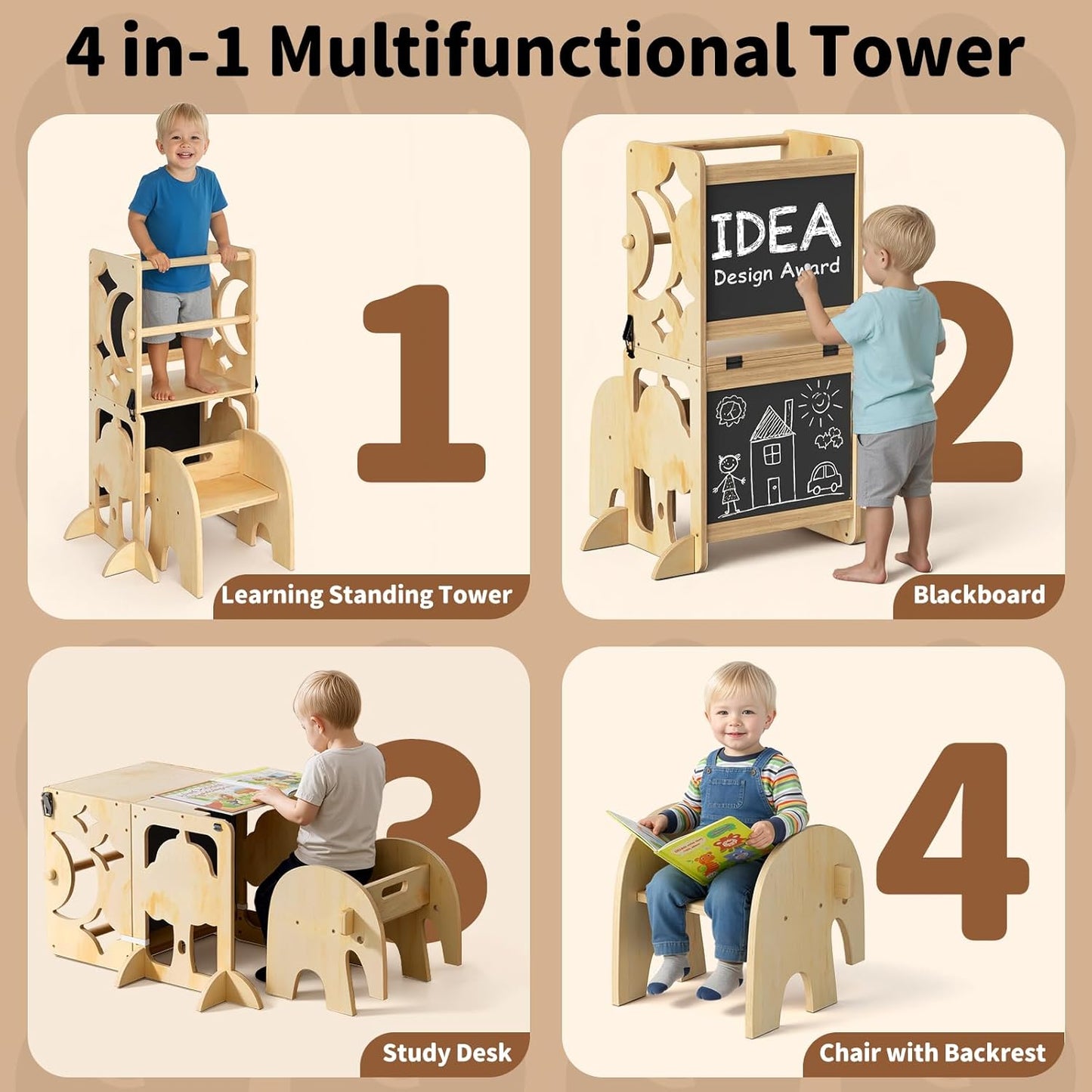 4-in-1 Toddler Kitchen Stool Helper