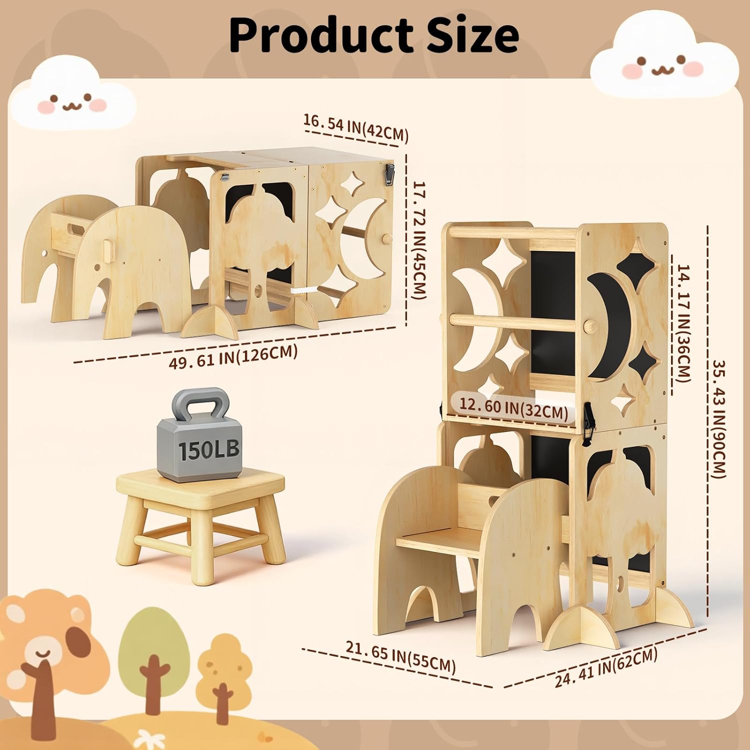 4-in-1 Toddler Kitchen Stool Helper – Cosyland