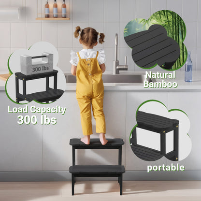 Kitchen Bamboo Toddler Two Step Stool