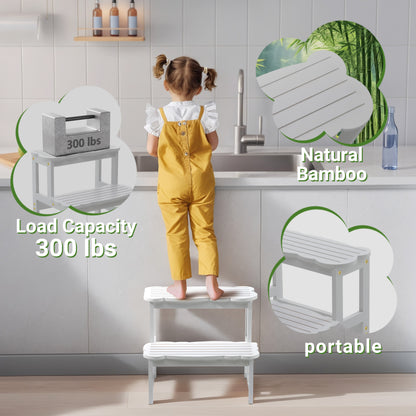 Kitchen Bamboo Toddler Two Step Stool