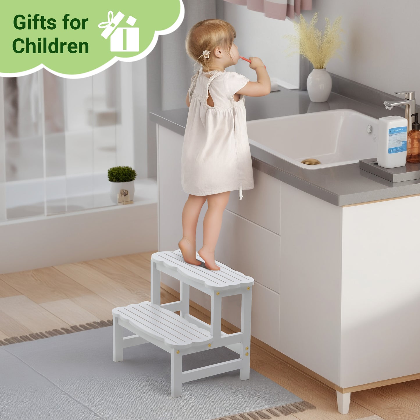 Kitchen Bamboo Toddler Two Step Stool