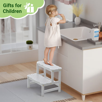 Kitchen Bamboo Toddler Two Step Stool