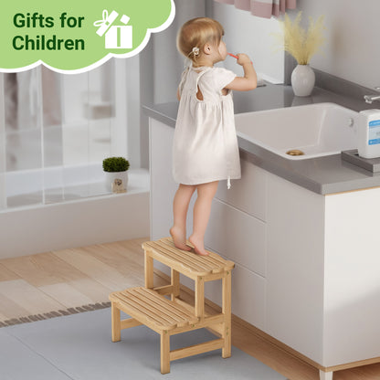 Kitchen Bamboo Toddler Two Step Stool