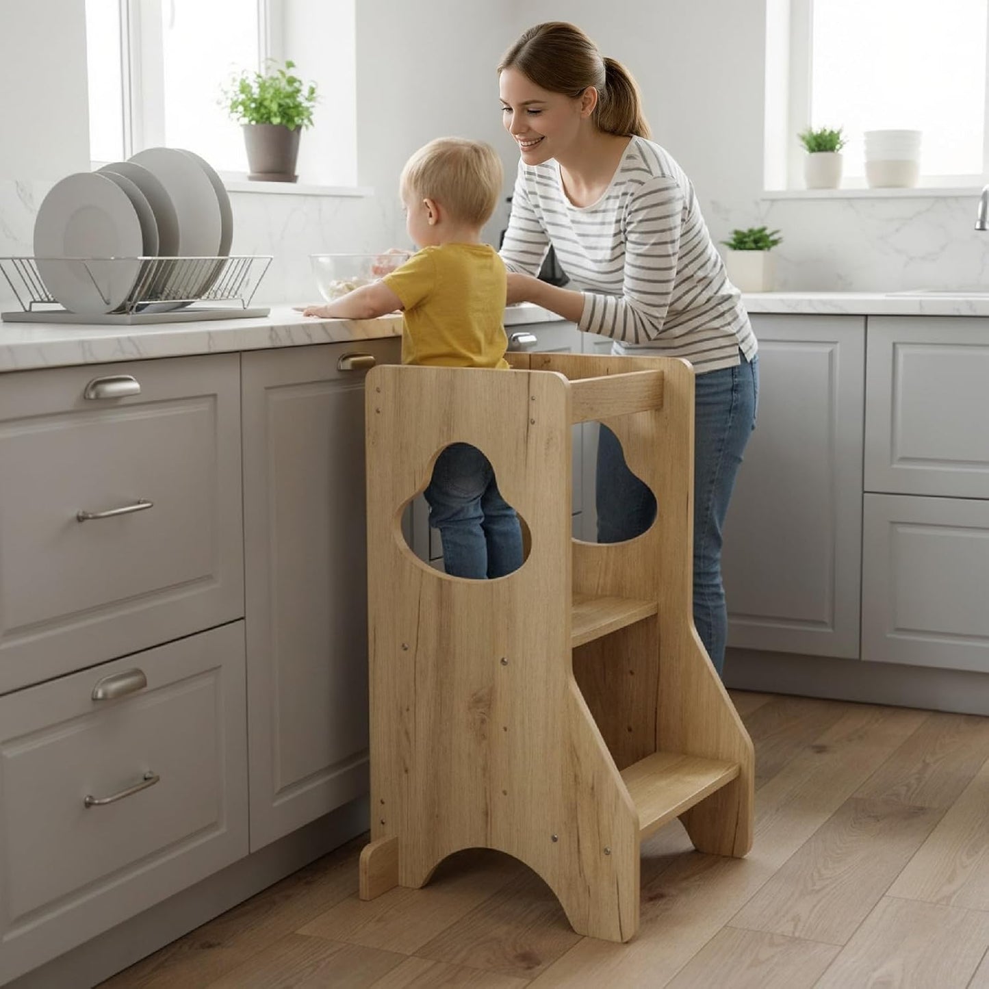 Wooden Step Stool Learning Helper