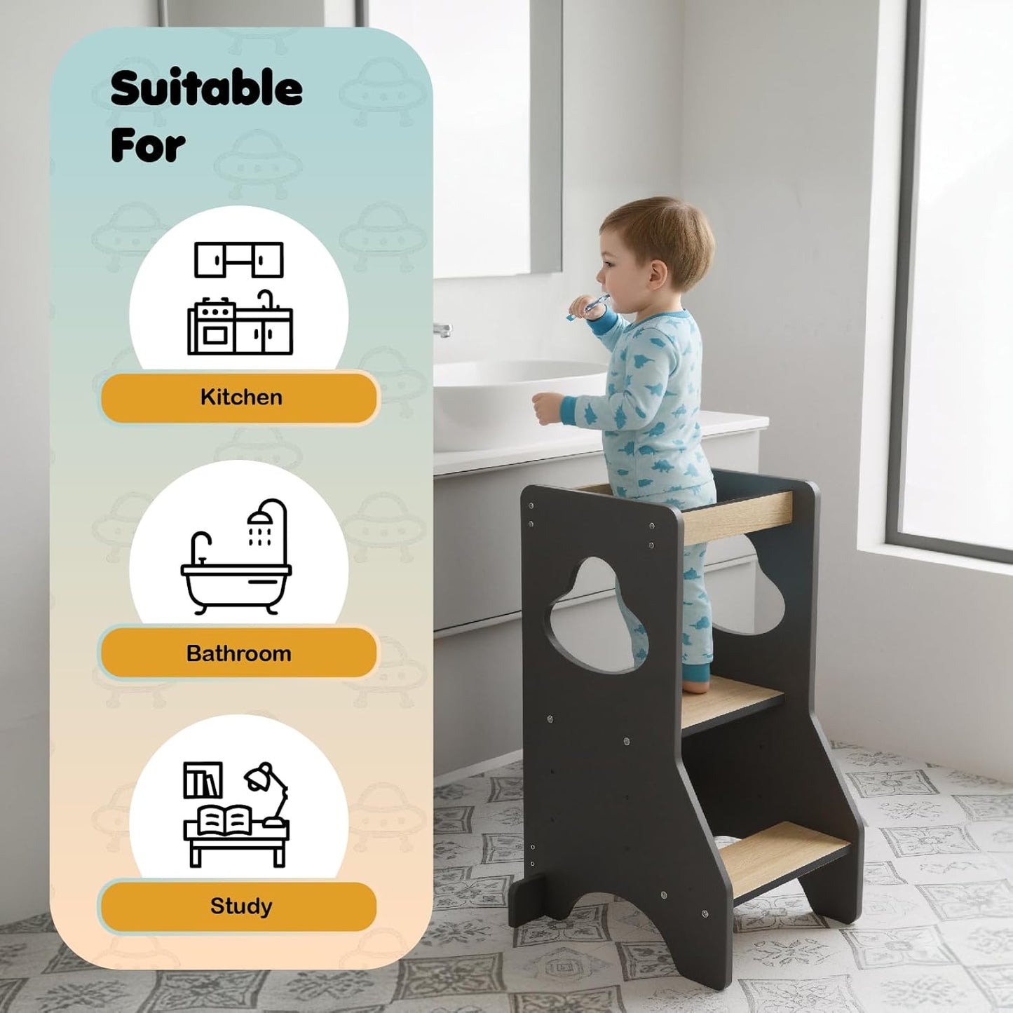 Wooden Step Stool Learning Helper