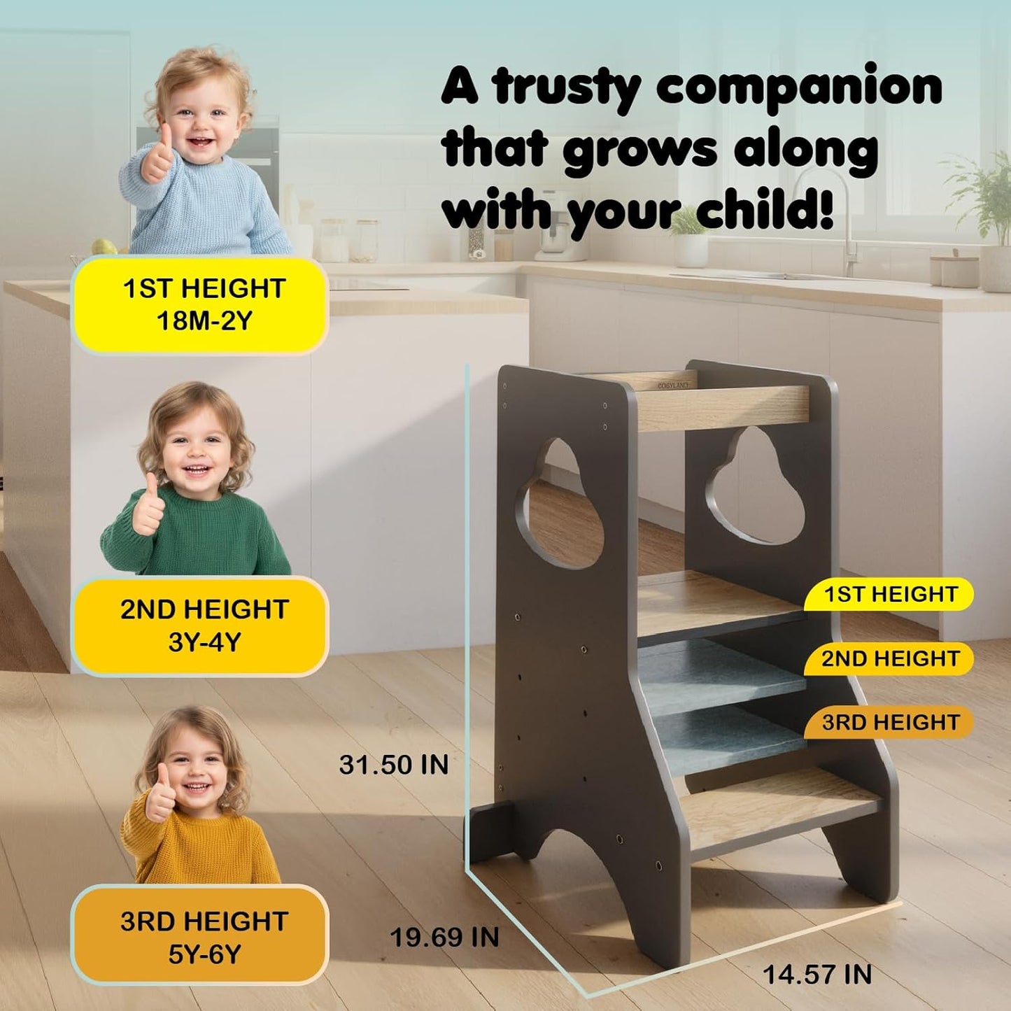 Wooden Step Stool Learning Helper
