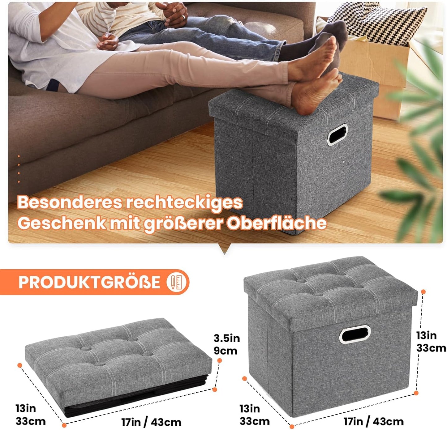 Foldable Storage Bench with Lid