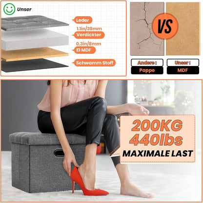 Foldable Storage Bench with Lid