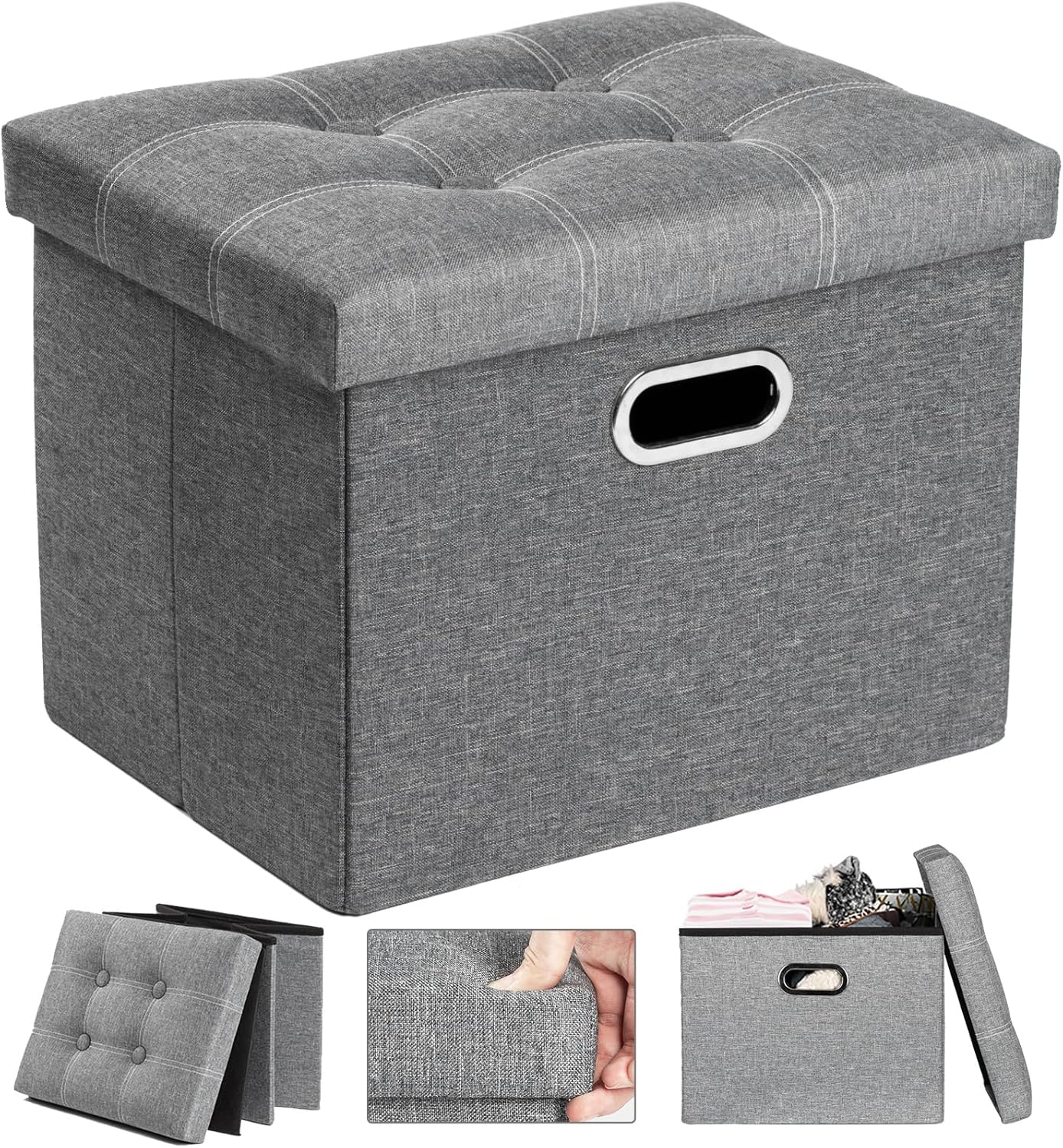 Foldable Storage Bench with Lid