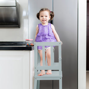 Gray Kids Kitchen Step Stool Nursery Helper
